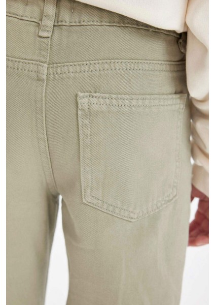 Kız Çocuk Straight Fit Düz Geniş Bol Paça Cepli Pamuklu Pantolon C7472A824AU