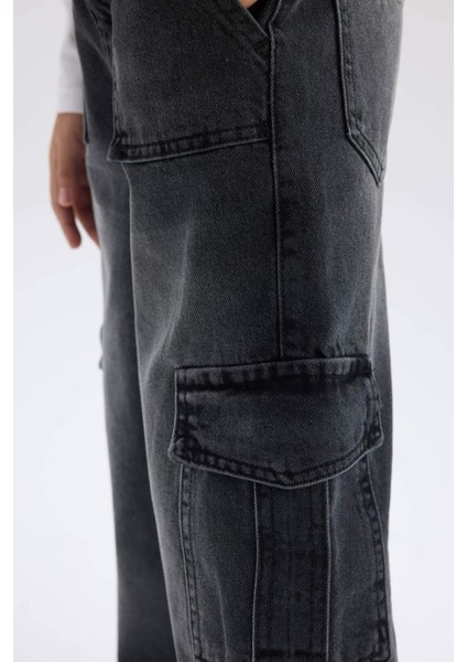 Kız Çocuk Wide Leg Kargo Geniş Paça Jean Pantolon C8539A824AU