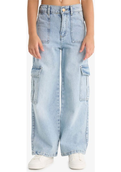 Kız Çocuk Wide Leg Kargo Geniş Paça Jean Pantolon C8540A824AU