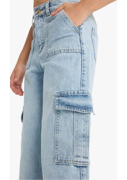 Kız Çocuk Wide Leg Kargo Geniş Paça Jean Pantolon C8540A824AU