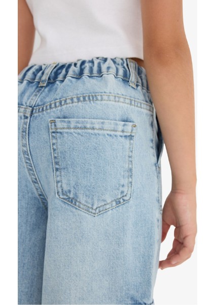 Kız Çocuk Wide Leg Kargo Geniş Paça Jean Pantolon C8540A824AU