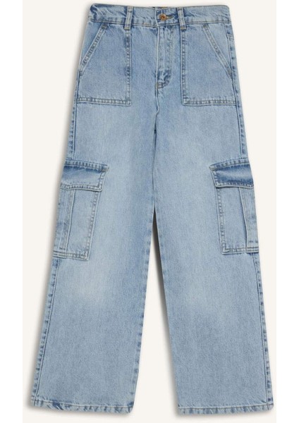 Kız Çocuk Wide Leg Kargo Geniş Paça Jean Pantolon C8540A824AU