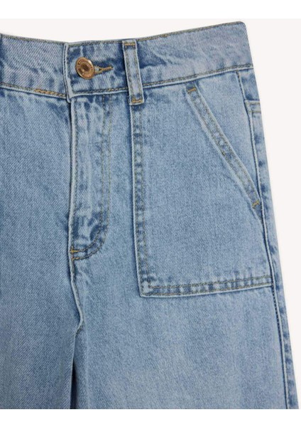 Kız Çocuk Wide Leg Kargo Geniş Paça Jean Pantolon C8540A824AU
