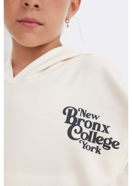 Kız Çocuk Cepli Kapüşonlu Baskılı Okul Sweatshirt C7764A824AU