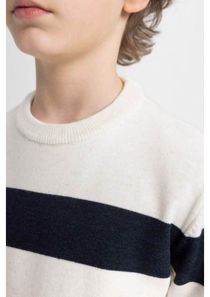 Erkek Çocuk Bisiklet Yaka Çizgili Triko Kazak C1710A824AU