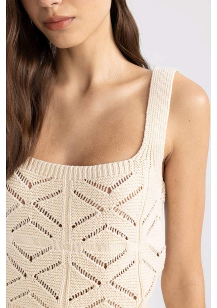 Crop Kare Yaka Kroşe Triko Atlet C8621AX24SM