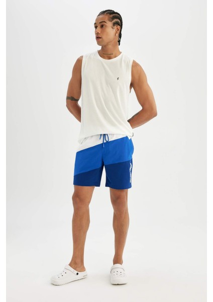 Fit Regular Fit Baskılı Esnek Dokulu Sporcu Kısa Boy Deniz Şortu B5997AX24HS