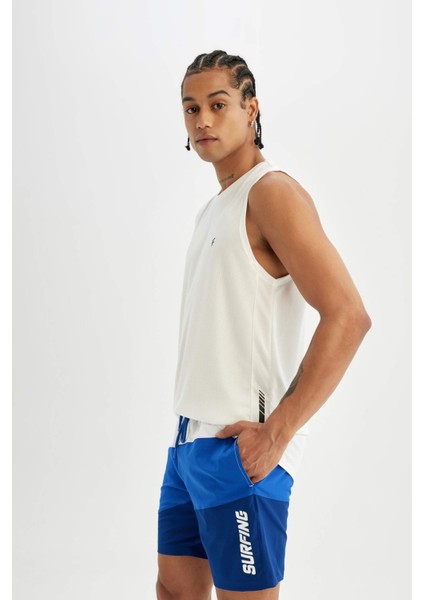 Fit Regular Fit Baskılı Esnek Dokulu Sporcu Kısa Boy Deniz Şortu B5997AX24HS