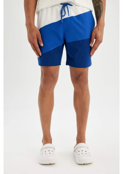 Fit Regular Fit Baskılı Esnek Dokulu Sporcu Kısa Boy Deniz Şortu B5997AX24HS