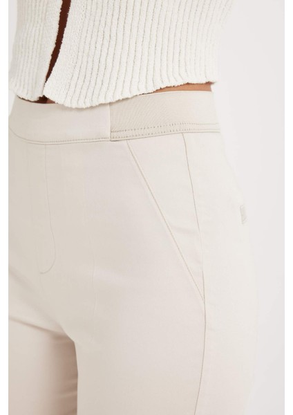 Sigaret Saten Pantolon Normal Bel Beli Lastikli Düz Paça Basic Düz J8743AZ24WN