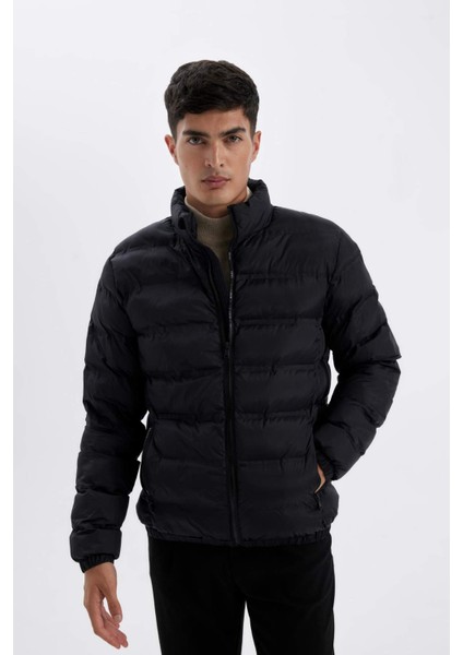 Regular Fit Dik Yaka Fermuarlı Cepli Mevsimlik Baharlık Şişme Mont C4856AX24WN