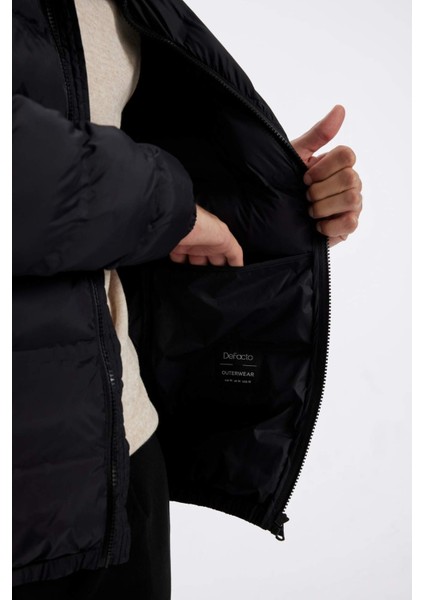 Regular Fit Dik Yaka Fermuarlı Cepli Mevsimlik Baharlık Şişme Mont C4856AX24WN