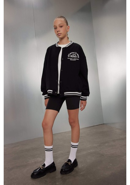 Kız Çocuk Okul Kolej Yaka Çıtçıtlı Cepli Mevsimlik Hafif Kalın İçi Yumuşak Tüylü Bomber Hırka A4816A824AU