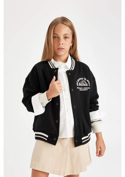 Kız Çocuk Okul Kolej Yaka Çıtçıtlı Cepli Mevsimlik Hafif Kalın İçi Yumuşak Tüylü Bomber Hırka A4816A824AU