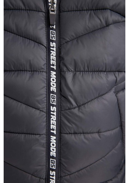 Erkek Çocuk Su Geçirmez Kapüşonlu Fermuarlı Cepli Polar Astarlı Mont C5519A824WN