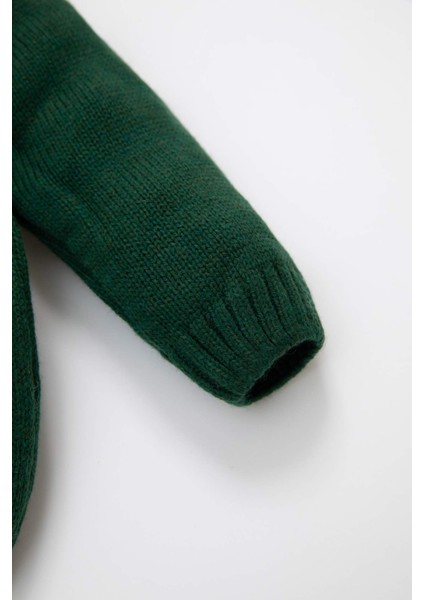 Erkek Bebek Bisiklet Yaka Baskılı Triko Kazak C8868A524WN