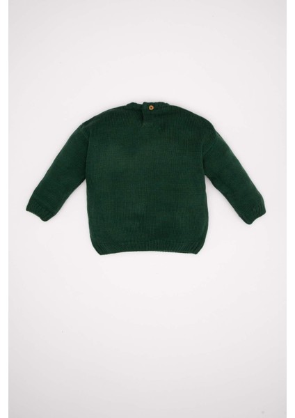 Erkek Bebek Bisiklet Yaka Baskılı Triko Kazak C8868A524WN