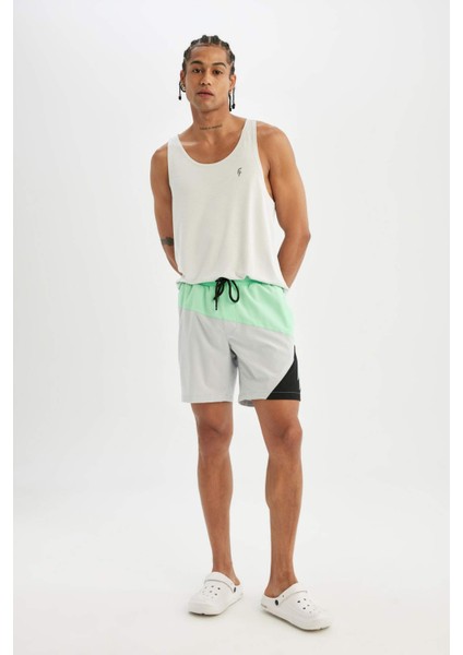 Fit Regular Fit Baskılı Esnek Dokulu Kısa Boy Deniz Şortu B5999AX24HS