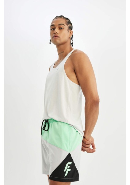 Fit Regular Fit Baskılı Esnek Dokulu Kısa Boy Deniz Şortu B5999AX24HS