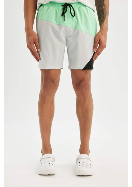 Fit Regular Fit Baskılı Esnek Dokulu Kısa Boy Deniz Şortu B5999AX24HS