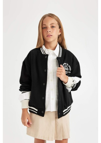 Kız Çocuk Okul Kolej Yaka Çıtçıtlı Cepli Mevsimlik Hafif Kalın İçi Yumuşak Tüylü Bomber Hırka A4816A824AU