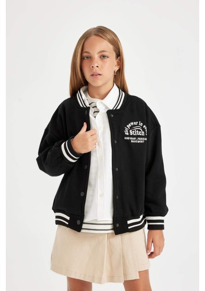 Kız Çocuk Okul Kolej Yaka Çıtçıtlı Cepli Mevsimlik Hafif Kalın İçi Yumuşak Tüylü Bomber Hırka A4816A824AU