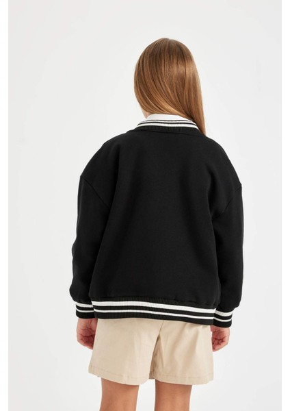 Kız Çocuk Okul Kolej Yaka Çıtçıtlı Cepli Mevsimlik Hafif Kalın İçi Yumuşak Tüylü Bomber Hırka A4816A824AU