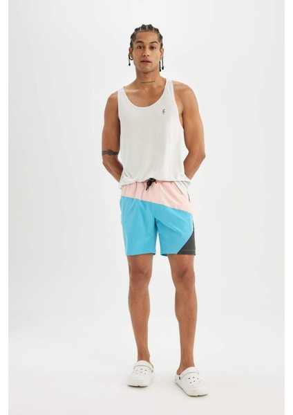 DeFactoFit Regular Fit Baskılı Esnek Dokulu Kısa Boy Deniz Şortu B5999AX24HS