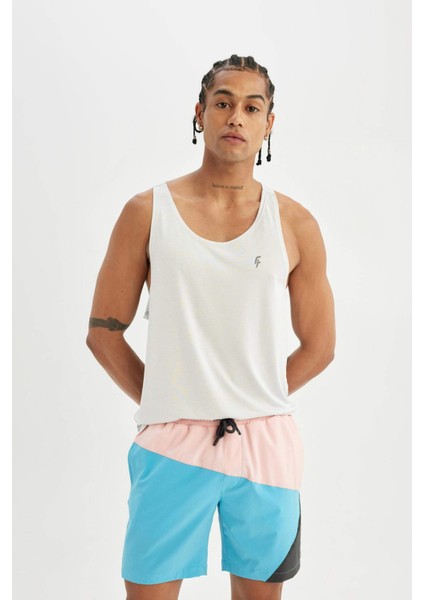 DeFactoFit Regular Fit Baskılı Esnek Dokulu Kısa Boy Deniz Şortu B5999AX24HS