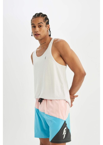 DeFactoFit Regular Fit Baskılı Esnek Dokulu Kısa Boy Deniz Şortu B5999AX24HS