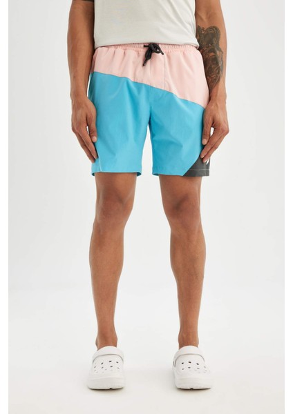 DeFactoFit Regular Fit Baskılı Esnek Dokulu Kısa Boy Deniz Şortu B5999AX24HS