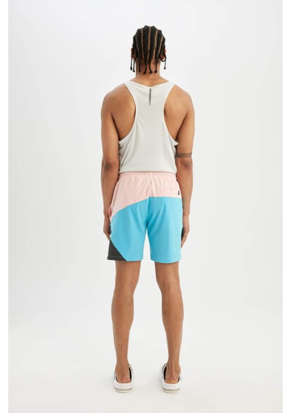DeFactoFit Regular Fit Baskılı Esnek Dokulu Kısa Boy Deniz Şortu B5999AX24HS