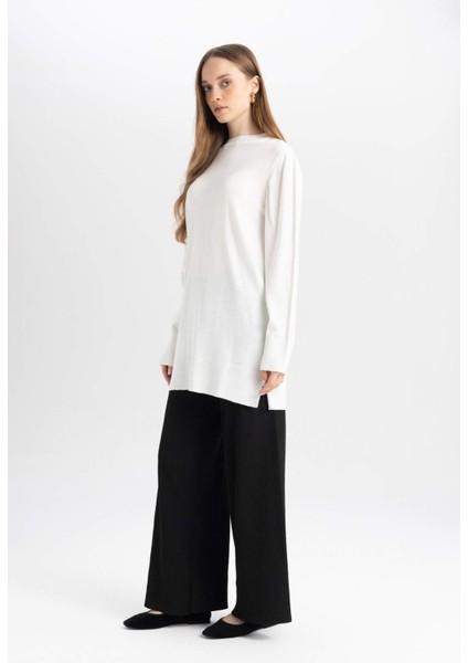 Relax Fit Triko Pantolon Beli Lastikli Basic Düz Geniş Paça Y1325AZ24AU