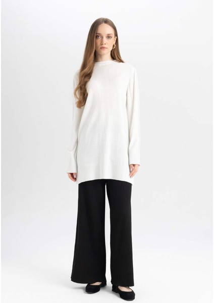 Relax Fit Triko Pantolon Beli Lastikli Basic Düz Geniş Paça Y1325AZ24AU