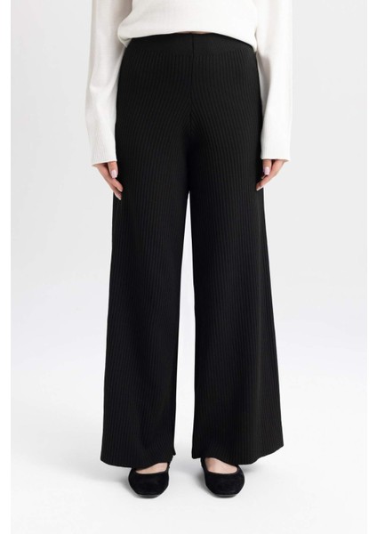 Relax Fit Triko Pantolon Beli Lastikli Basic Düz Geniş Paça Y1325AZ24AU