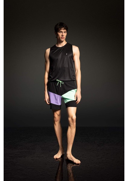 Fit Regular Fit Baskılı Esnek Dokulu Kısa Boy Deniz Şortu B5998AX24HS