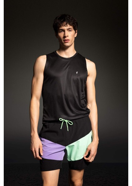 Fit Regular Fit Baskılı Esnek Dokulu Kısa Boy Deniz Şortu B5998AX24HS