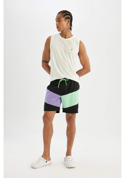 Fit Regular Fit Baskılı Esnek Dokulu Kısa Boy Deniz Şortu B5998AX24HS