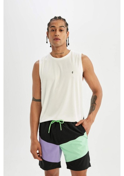 Fit Regular Fit Baskılı Esnek Dokulu Kısa Boy Deniz Şortu B5998AX24HS