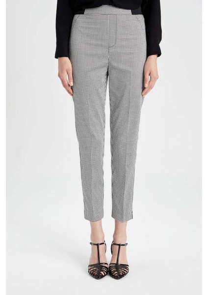 Sigaret Saten Kumaş Pantolon Desenli Normal Bel Beli Lastikli Düz Paça J8741AZ24WN