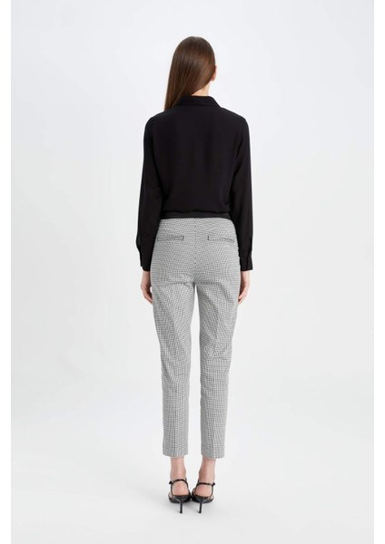 Sigaret Saten Kumaş Pantolon Desenli Normal Bel Beli Lastikli Düz Paça J8741AZ24WN