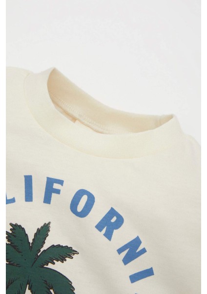 Erkek Bebek 2'li Takım Bisiklet Yaka Baskılı Kısa Kollu Tişört Şort