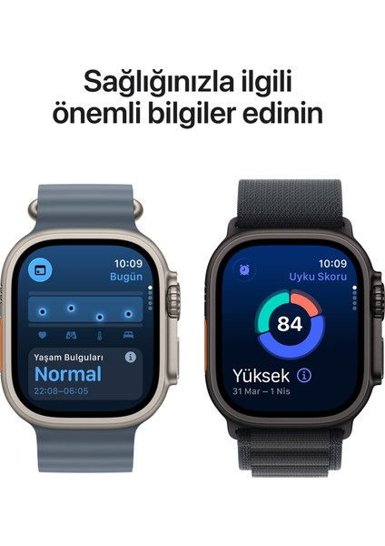 Watch Ultra 3 Gps + Cellular, 49 mm Natürel Titanyum Kasa ve Açık mavi Alpine loop - Büyük boy
