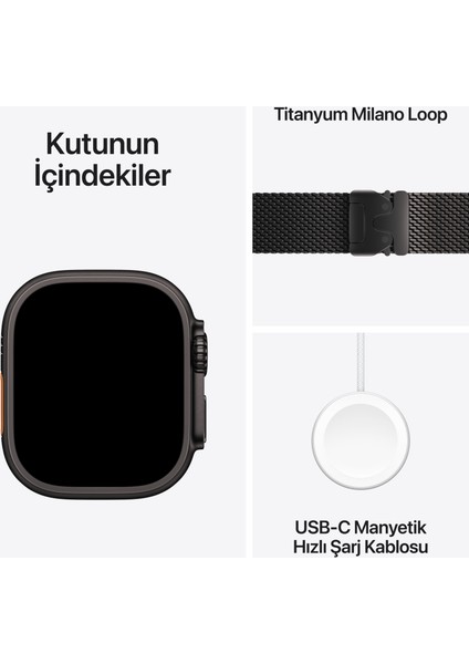 Watch Ultra 3 Gps + Cellular, 49 mm Siyah Titanyum Kasa ve Siyah titanyum Milano loop - Orta Boy