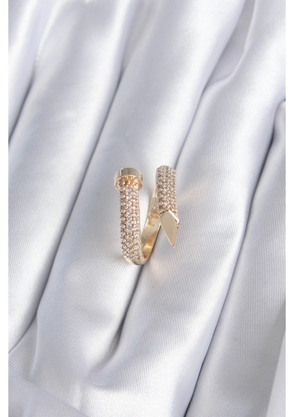 Bfs Pirinç Gold Renk Çivi Model Zirkon Taşlı Kadın Yüzük