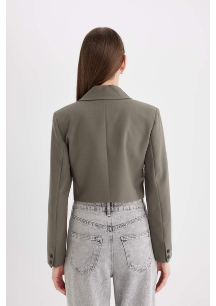 Crop Ceket Yaka Düğmeli Blazer Ceket C6671AX24AU