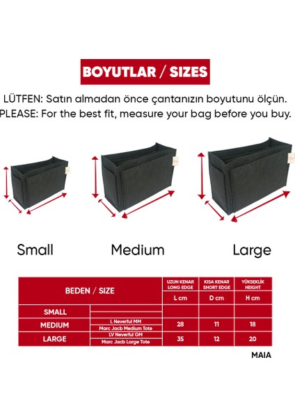 Kadın Çanta Içi Organizer (Maia) Tote Bag Çantalara Uygun indirimleri