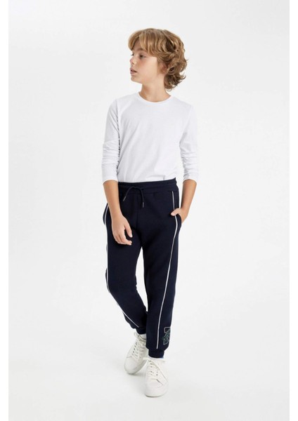 Erkek Çocuk Lacivert Baskılı Beli Paçası Lastikli Cepli Okul Jogger Eşofman Altı C9288A824AU