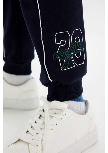 Erkek Çocuk Lacivert Baskılı Beli Paçası Lastikli Cepli Okul Jogger Eşofman Altı C9288A824AU