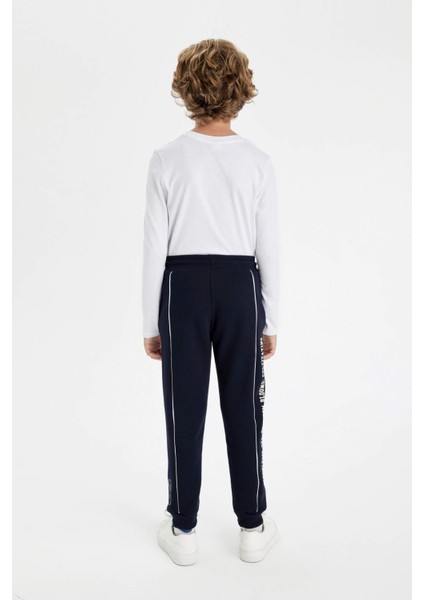 Erkek Çocuk Lacivert Baskılı Beli Paçası Lastikli Cepli Okul Jogger Eşofman Altı C9288A824AU